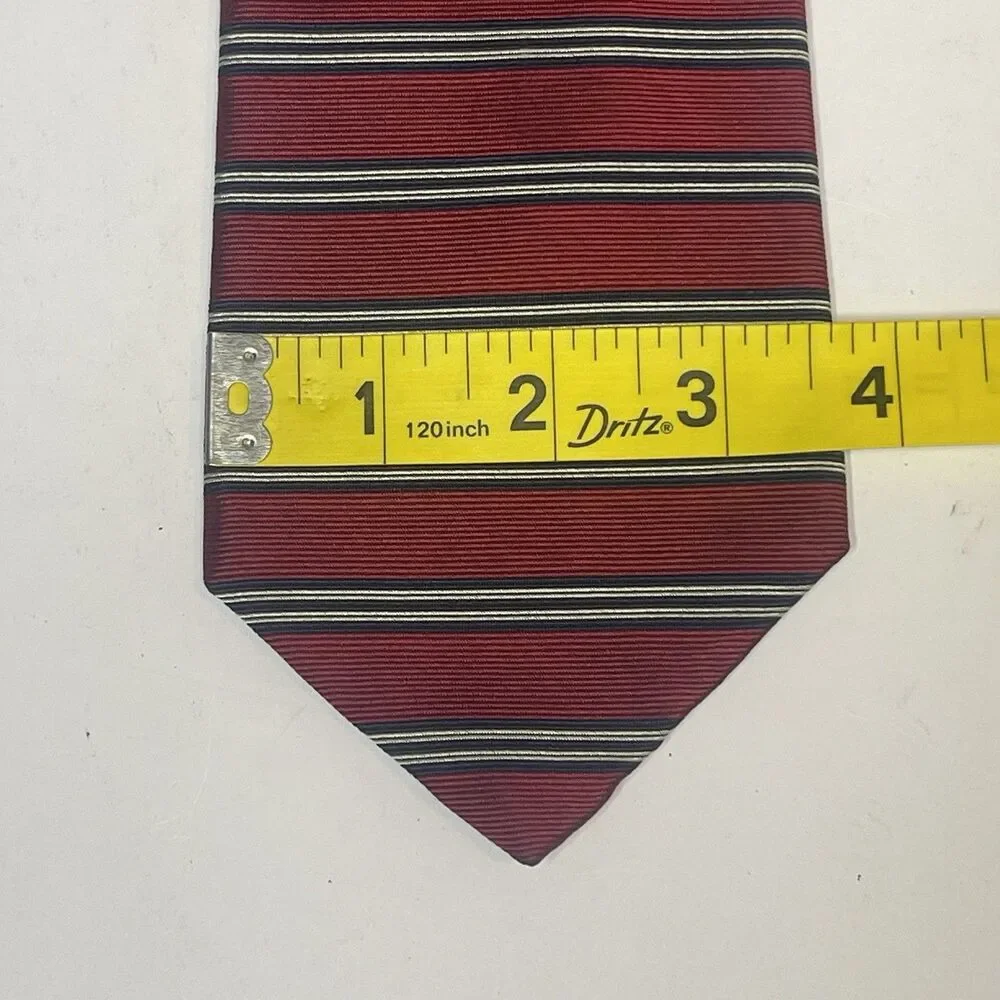 Vintage Brooks Brothers Makers Striped Red Navy White Silk Tie Made in USA
